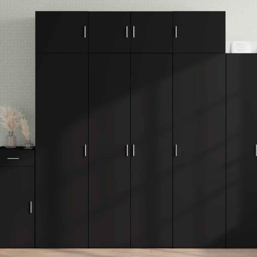 fekete szerelt fa magasszekrény 80 x 42,5 x 185 cm