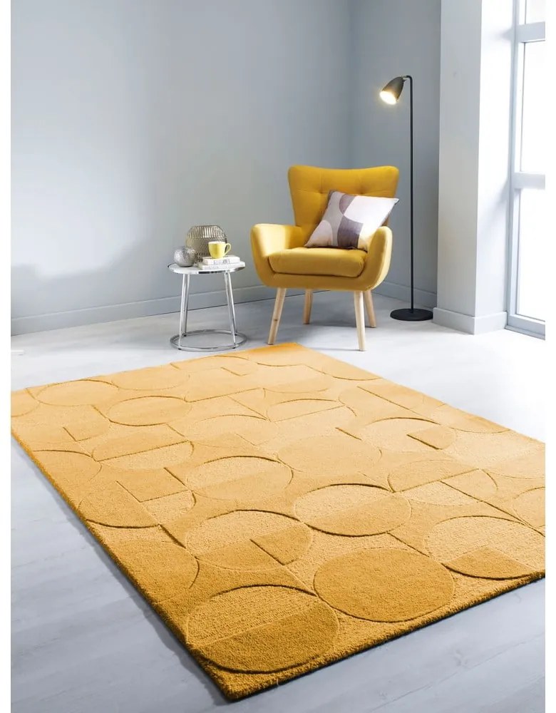 Gigi sárga gyapjú szőnyeg, 200 x 290 cm - Flair Rugs