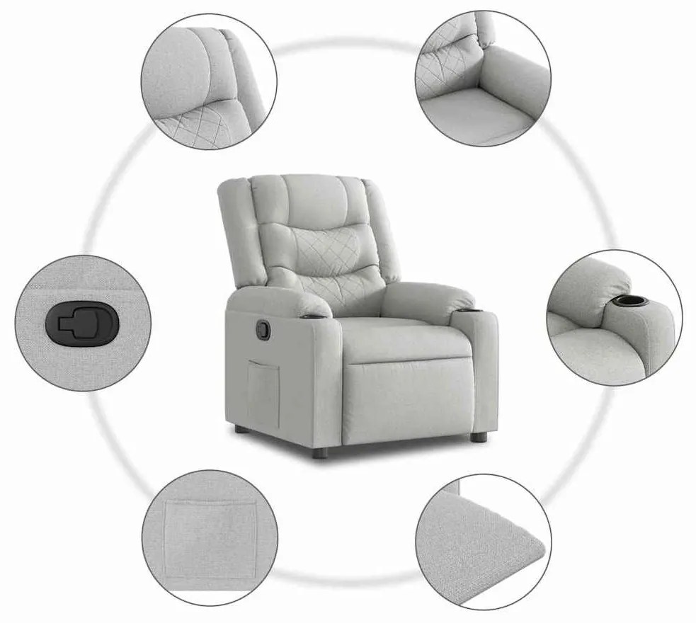 vidaXL felhőszürke szövet dönthető fotel