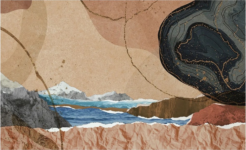 Divatos 3D fali tapéta Absztrakt tájkép 416x254 ragasztóval