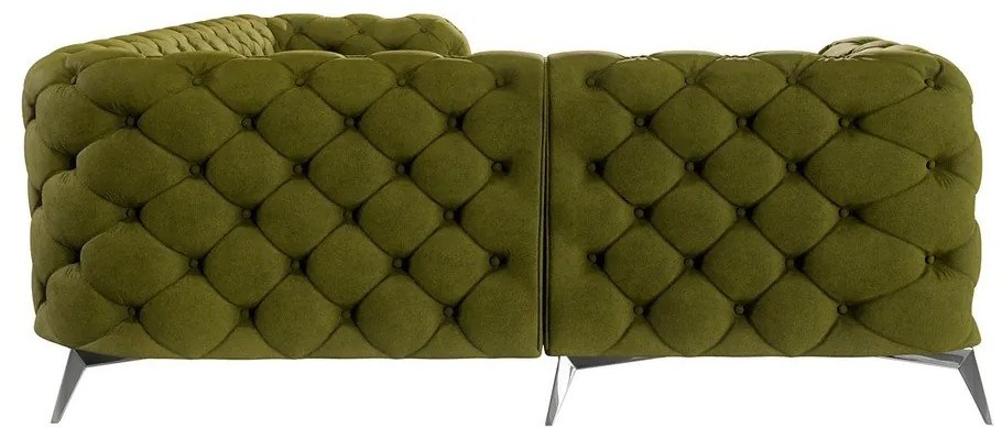 Zöld bársony sarokkanapé (bal oldali-L alakú) Chelsea – Ropez