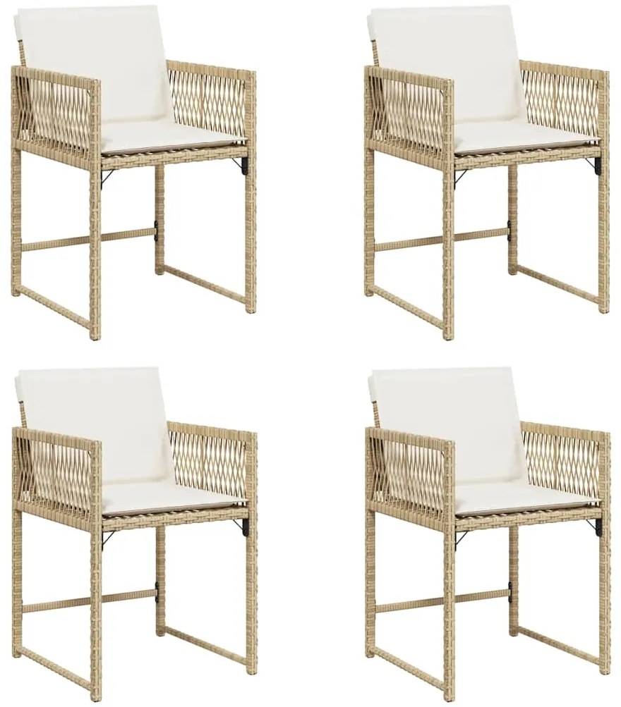 vidaXL 4 db bézs polyrattan kerti szék párnával