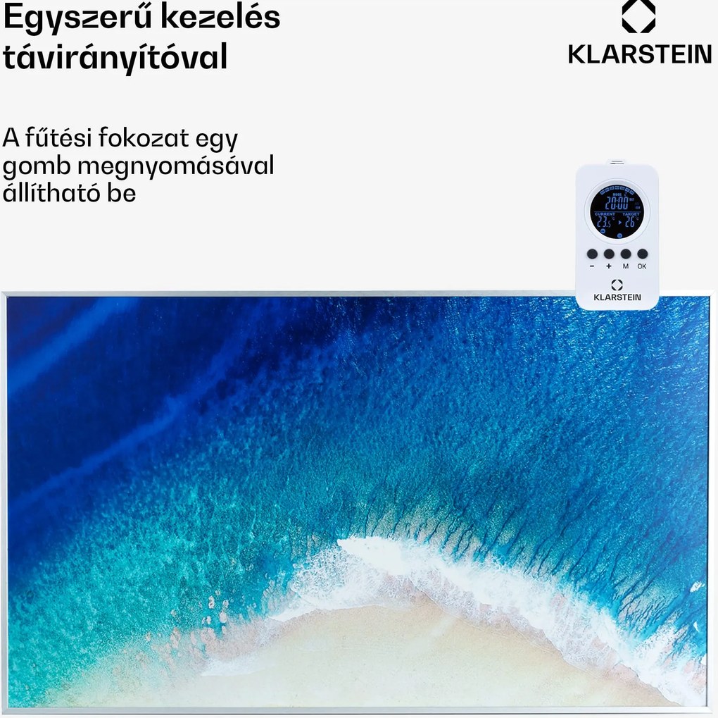 Klarstein Wonderwall Air Art Strand, infravörös hősugárzó, 101 x 60 cm, 600 W, falra szerelhető
