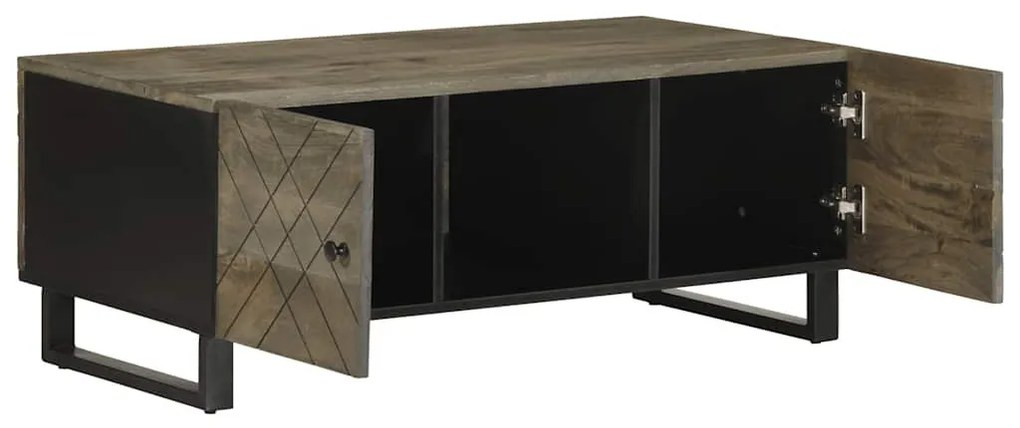 Fekete tömör mangófa dohányzóasztal 100 x 54 x 40 cm
