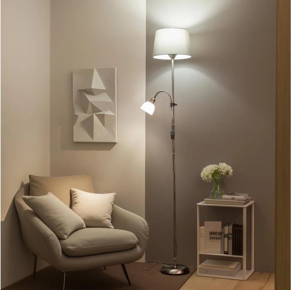 BRILAGI - Állólámpa CERIA 1xE27/100W/230V + 1xE14/25W matt króm/szürke