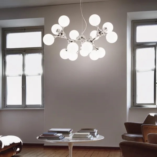 Ideal Lux - NODI kábeles csillár 15xE14/28W/230V, Ø 105 cm, fényes króm/fehér