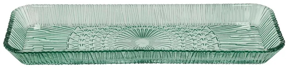 Zöld üveg szervírozó tányér 14x38 cm Kusintha – Bitz