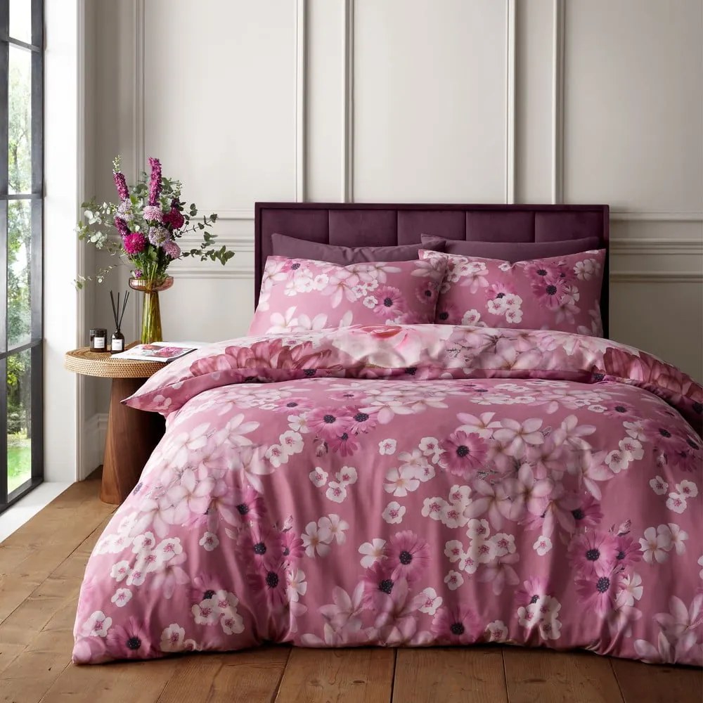 Rózsaszín egyszemélyes ágyneműhuzat 135x200 cm Rosemoor Floral – RHS