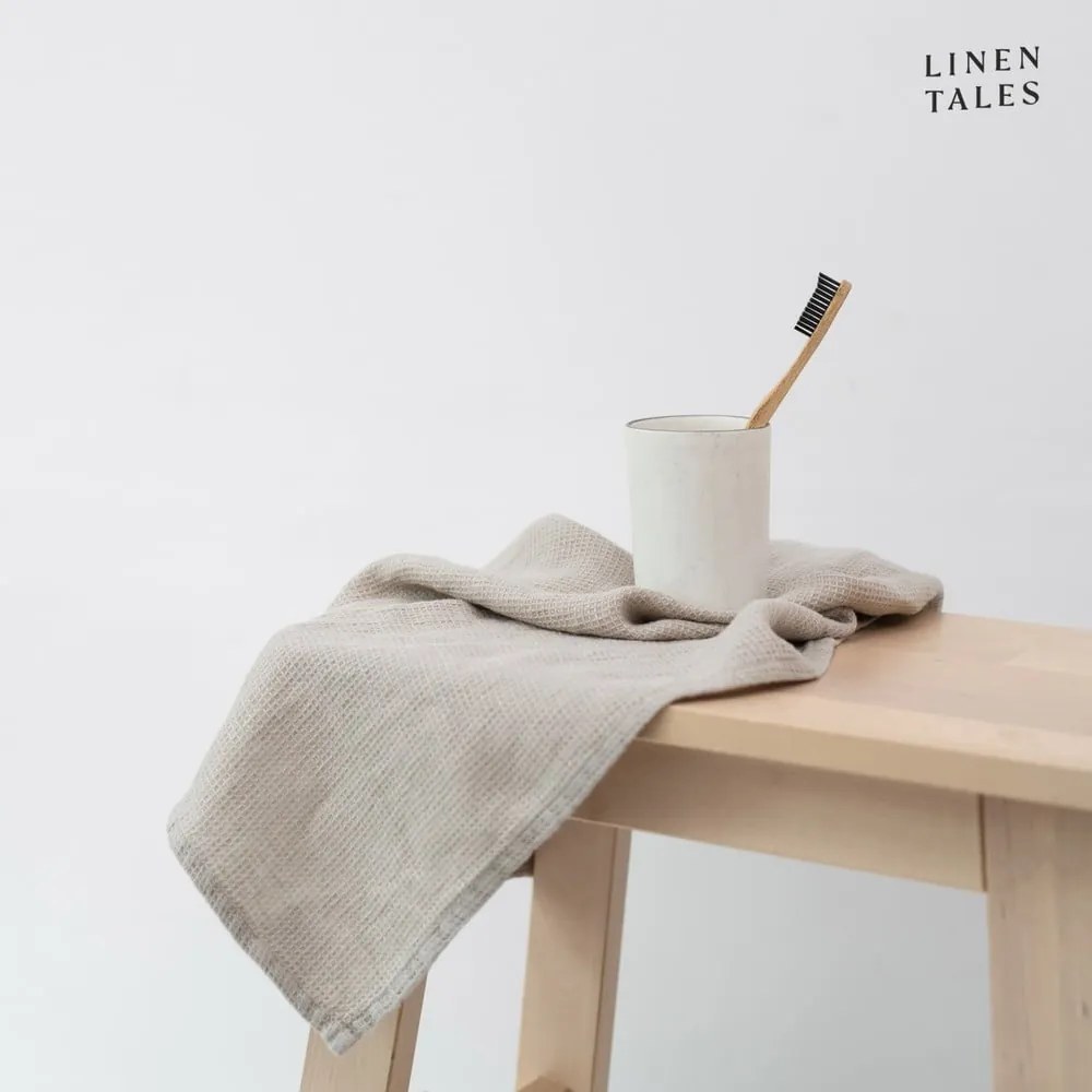 Natúr színű len darázs fürdőlepedő 100x140 cm Natural Fine Waffle – Linen Tales