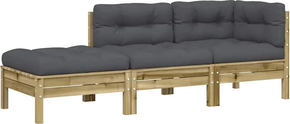 vidaXL háromszemélyes kerti kanapé párnával és lábzsámollyal