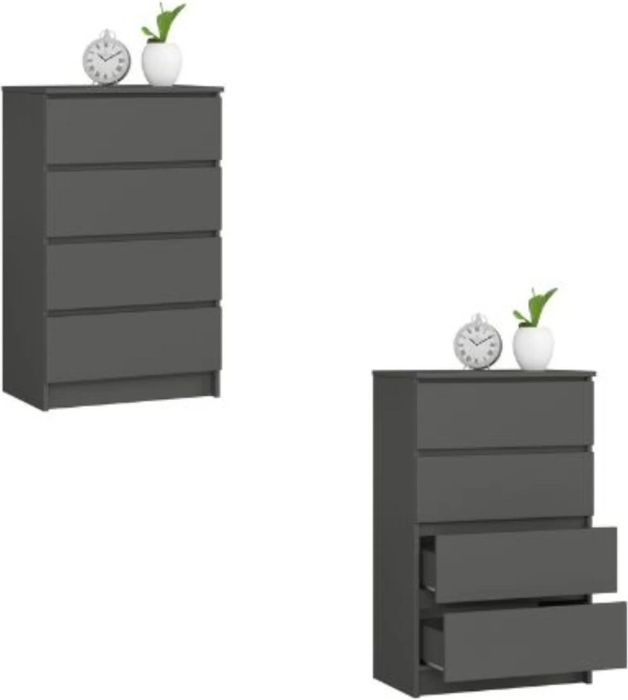 Komód szekrény K60 4 fiókos grafit Akd