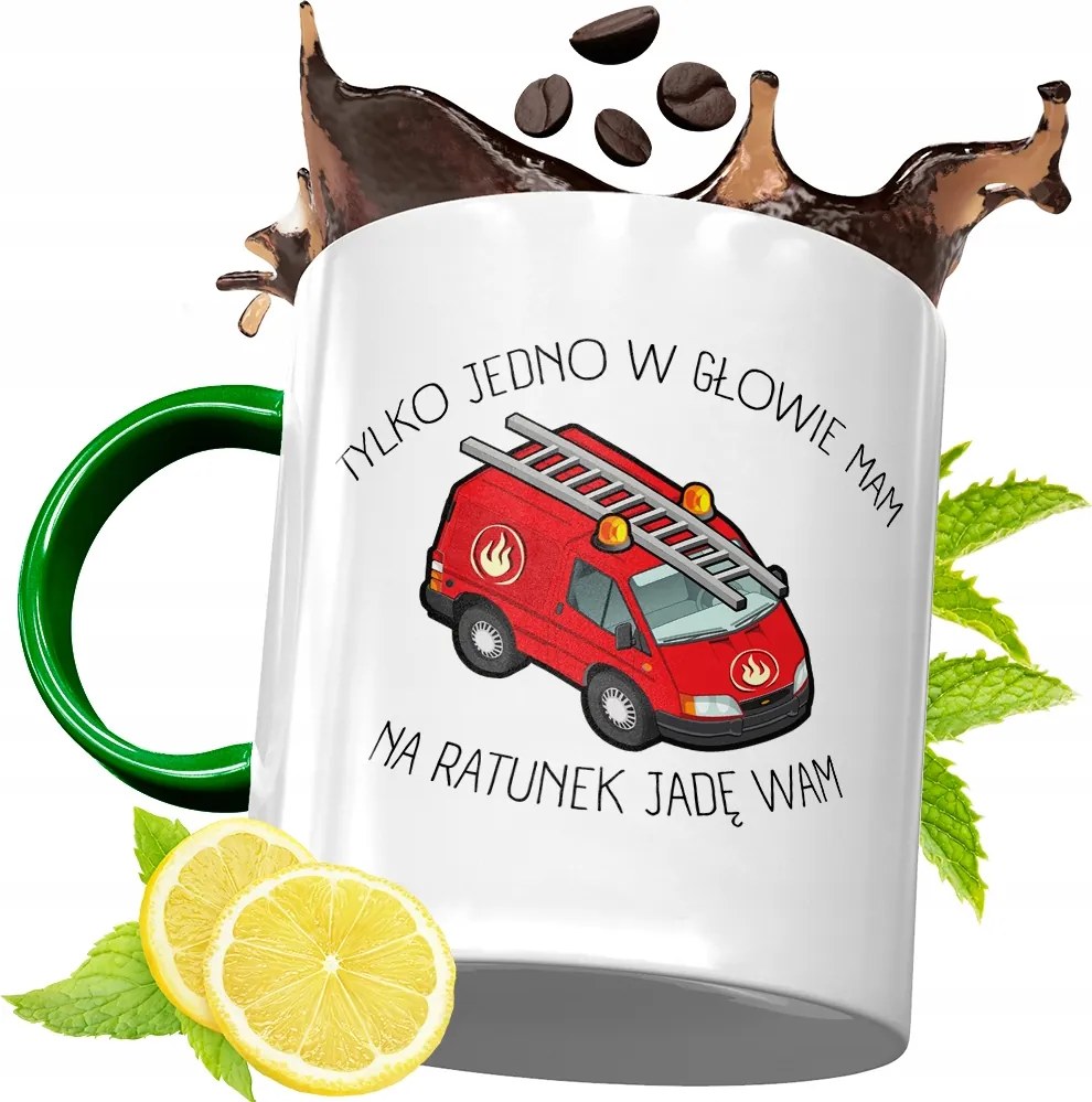 Zöld Bögre Tűzoltónak Tökéletes Ajándék fényképes nyomtatással