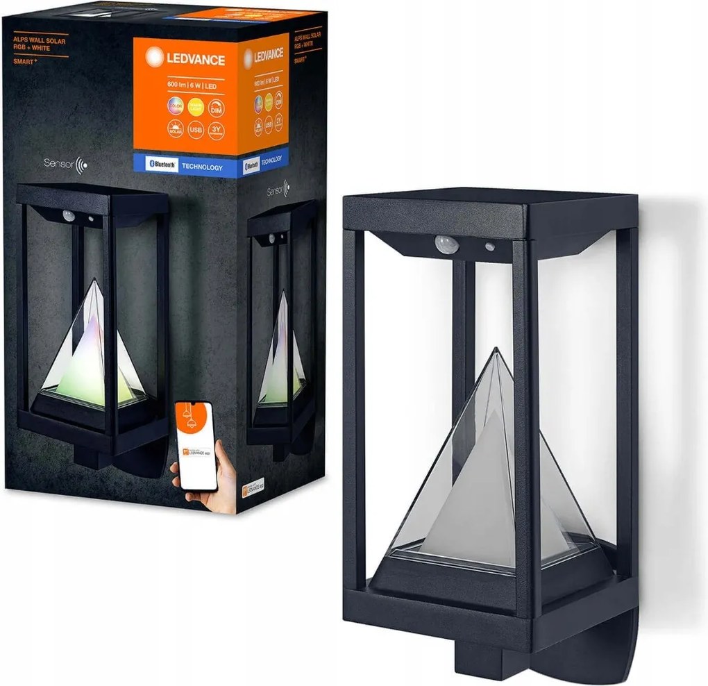 Ledvance Led kültéri fali lámpa 6W, Smart+ Solar Alps Wall Multicolor Rgb