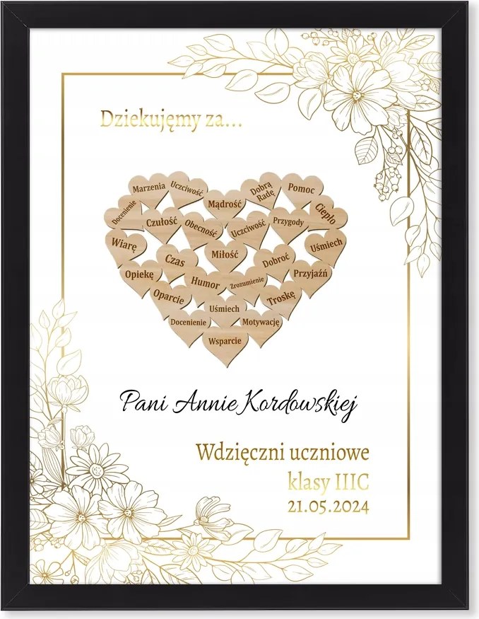 Személyre szabott képkeret 30x20 cm Ajándék pedagógusnapra