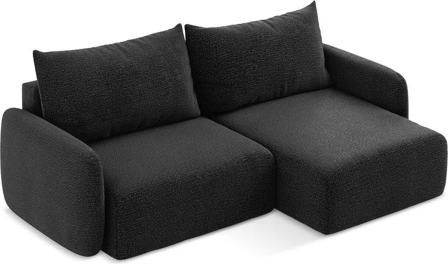 Fekete kinyitható-tárolóhelyes sarokkanapé (jobb oldali) Kalena – Makamii