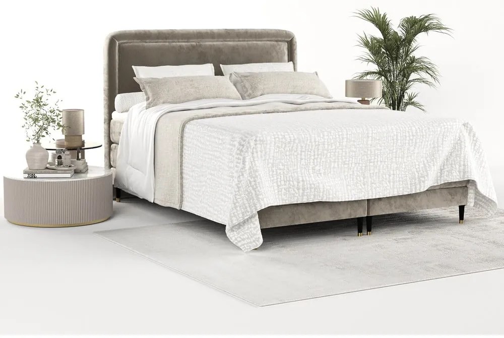 Világosbarna boxspring ágy 160x200 cm Dove – Maison de Rêve