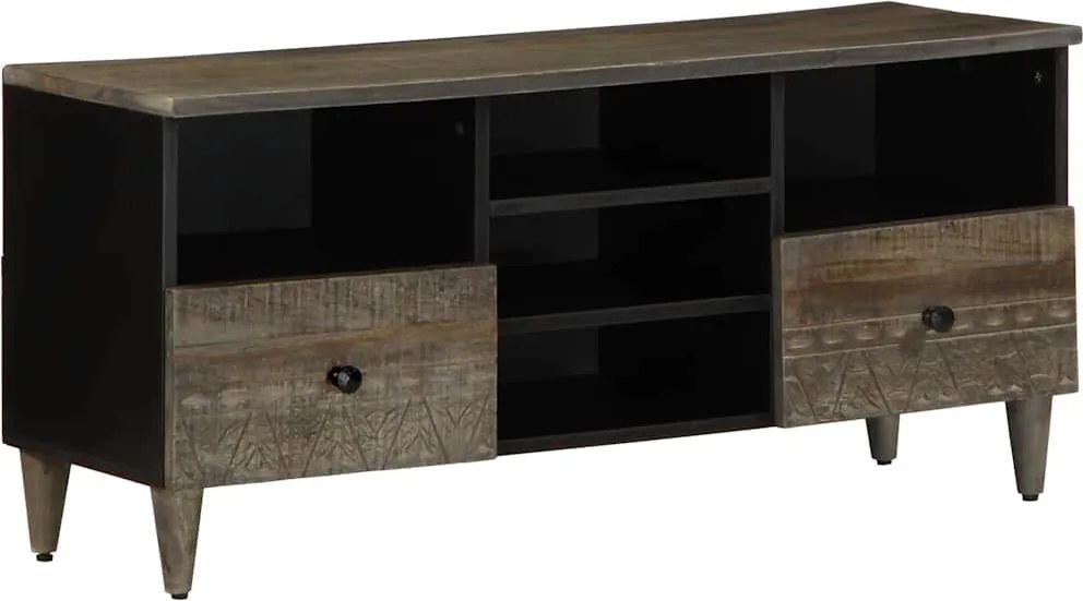 vidaXL fekete tömör mangófa TV-szekrény 100 x 33 x 46 cm