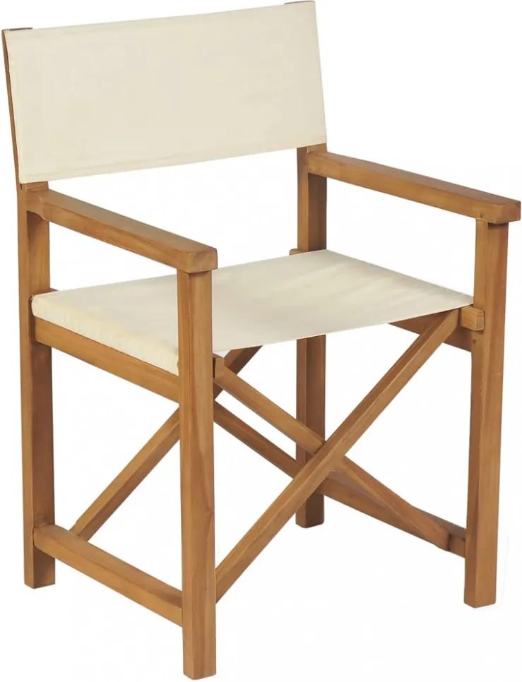 Krémfehér összecsukható tömör tíkfa rendezői szék