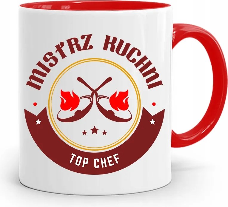 Piros Bögre Szakácsnak Top Chef Mester Nyomtatott Fotóval