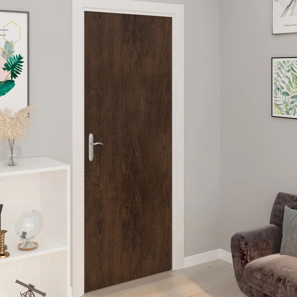 2 db sötét tölgyszínű öntapadó PVC ajtófólia 210 x 90 cm