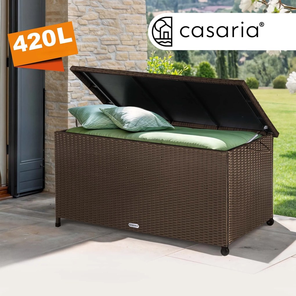 Casaria® Tárolódoboz 122cm x 56cm x 61cm - barna kerekekkel