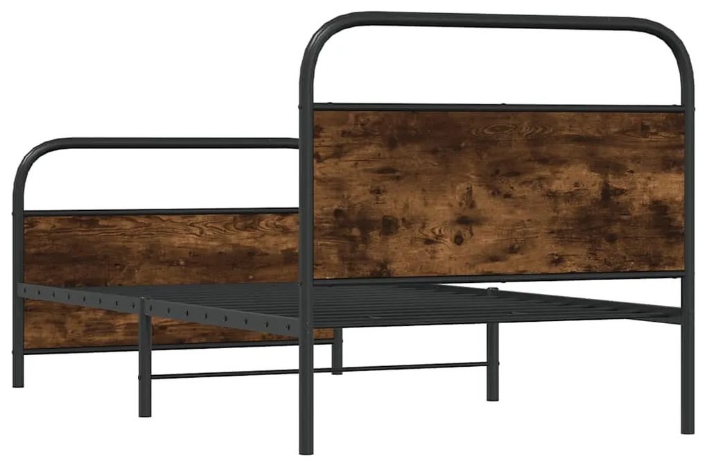 ágykeret matrac nélkül 90x200 cm füstölt tölgy fűrészelt fa