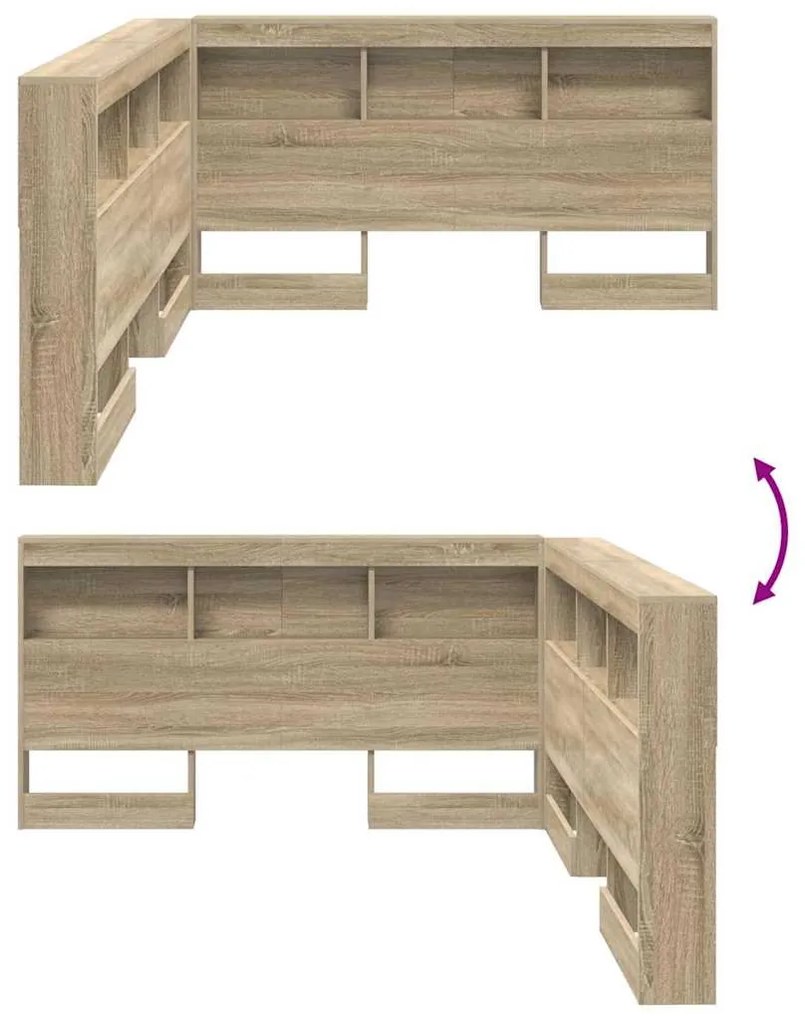Tároló fejtámla polcokkal tárolóval sonoma tölgy 150 cm Faanyag