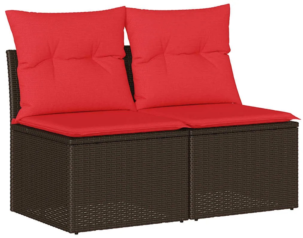 vidaXL 2 részes barna polyrattan akácfa kerti ülőgarnitúra párnákkal