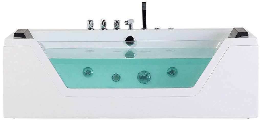 Fehér whirlpool masszázskád LED világítással 174 x 79 cm SAMANA Beliani