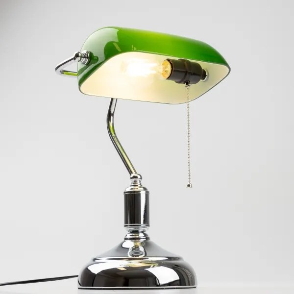 Brilagi - Asztali lámpa BANK OFFICE 1xE27/60W/230V fényezett króm/zöld