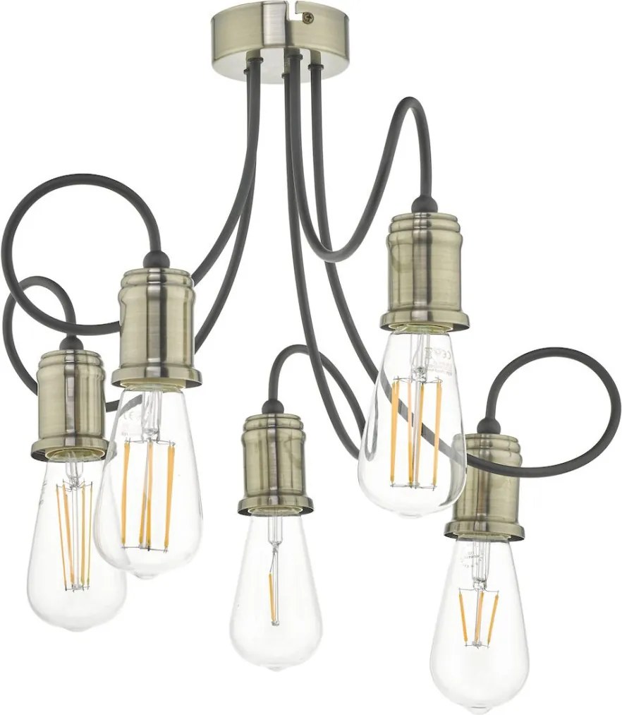 DAR LIGHTING ALZ5475 ALZBET Mennyezeti Csillár Antik Sárgaréz, Átlátszó E27 IP20