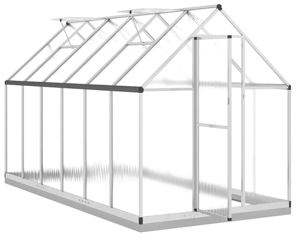 ezüstszínű alumínium melegház alapvázzal 334x169x202 cm