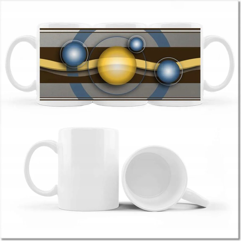 Nyomott mintás bögre Divatos kék és sárga gömbök Absztrakt