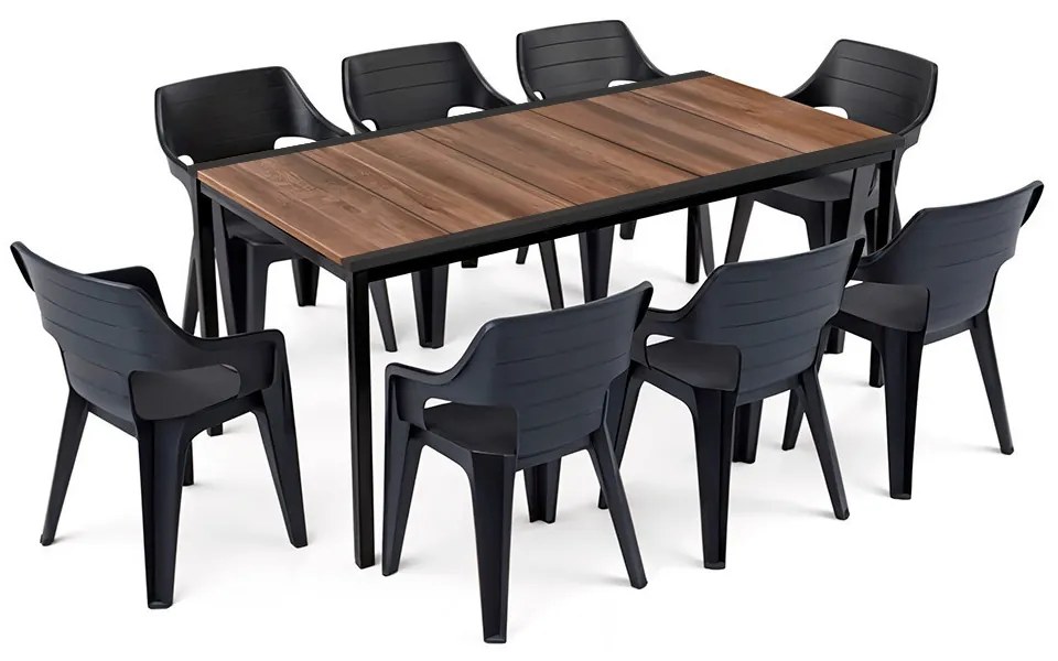 Ravello Large 8+1 kerti bútor garnitúra szett dió-fekete