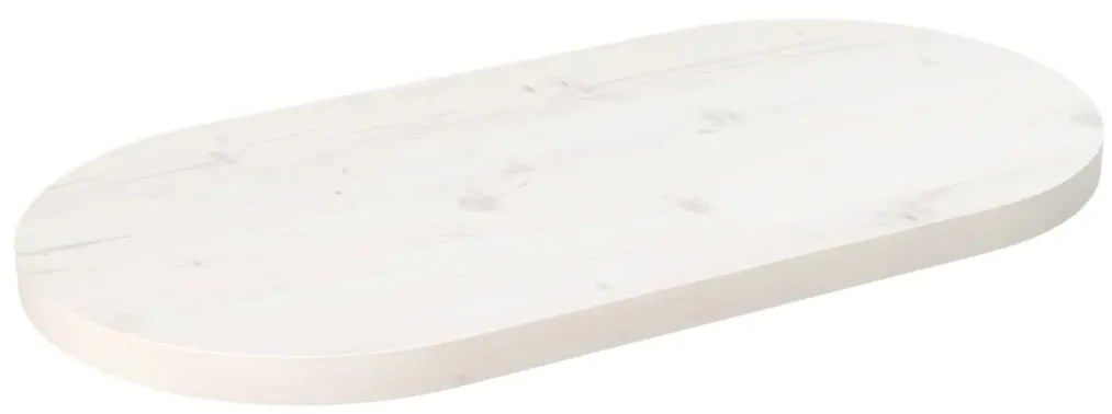 fehér tömör fenyőfa ovális asztallap 60 x 30 x 2,5 cm