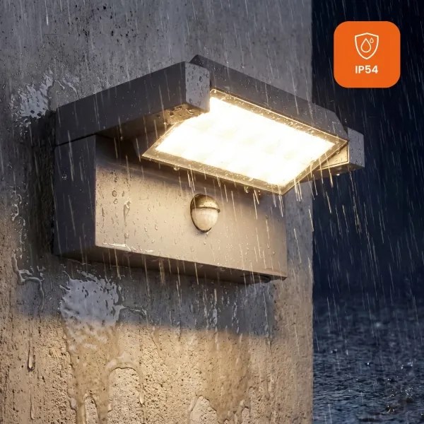 LED kültéri fali lámpa érzékelővel LED/25W/230V IP54 fekete