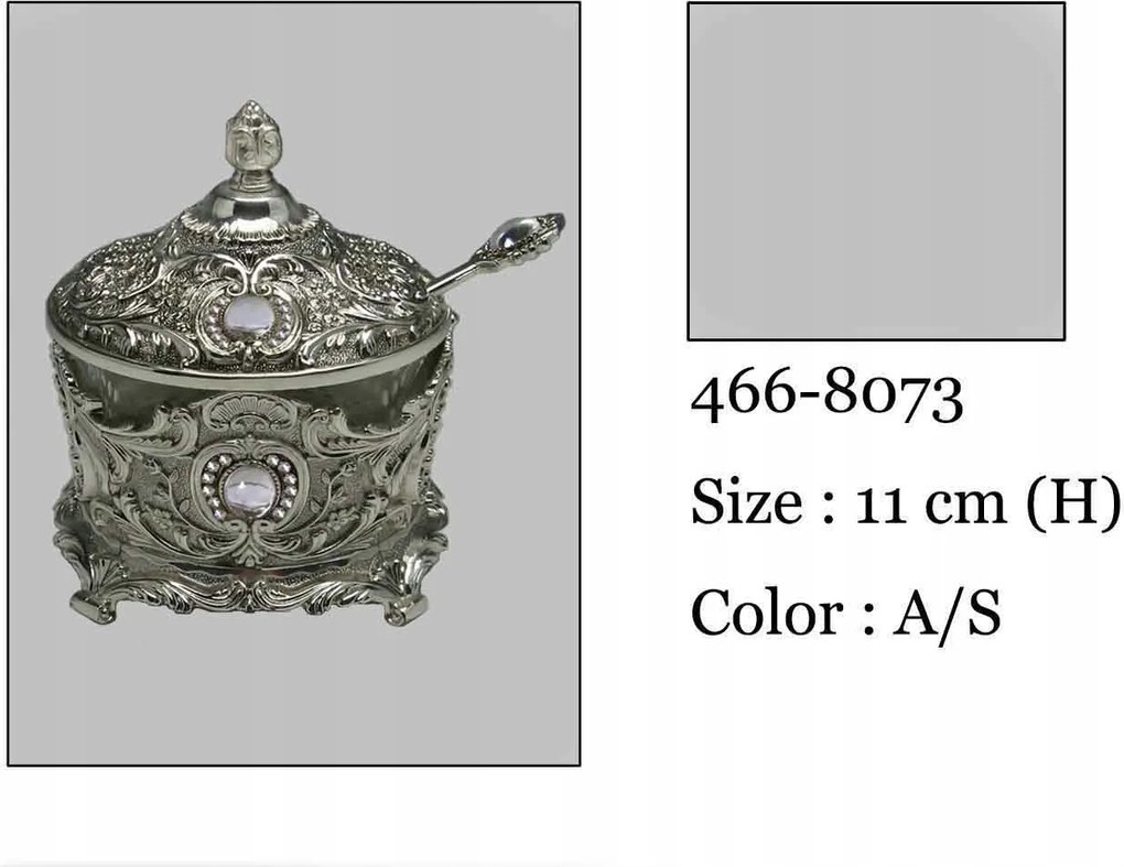 Ezüst színű cukortartó plattírozott fém kanál