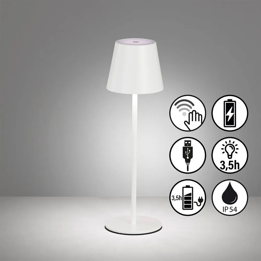 Fehér LED asztali lámpa fém búrával (magasság 36,5 cm) Viletto – Fischer &amp; Honsel