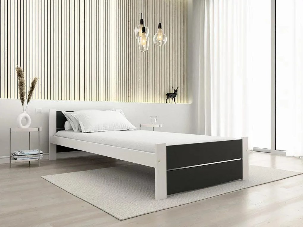 Ágy IKAROS DOUBLE 80 x 200 cm, antracit/fehér Matrac: Coco Maxi matrac 20 cm, Ágyrács: Ágyrács nélkül
