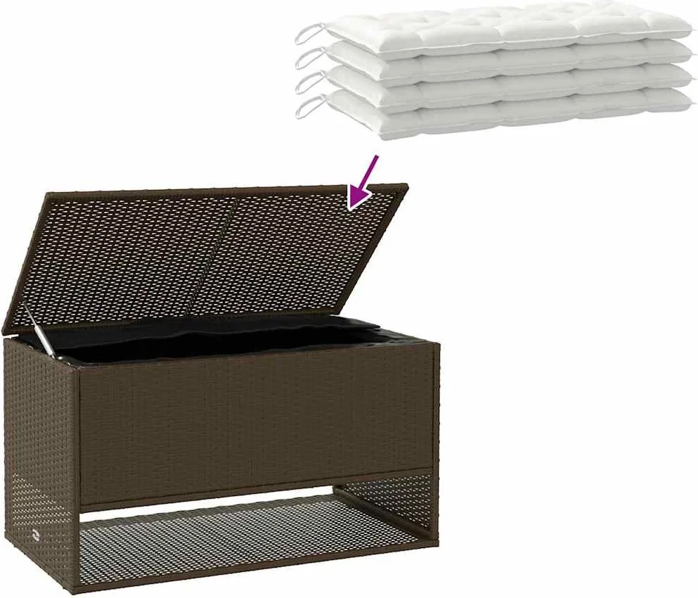 Barna Polyrattan Kültéri Párna Doboz 100X55X55,5 Cm