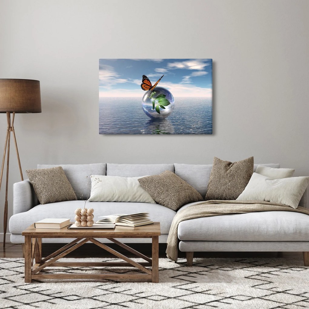 Pillangó képe egy üveggolyón (90x60 cm)