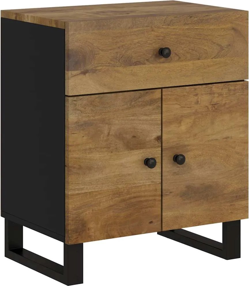 vidaXL tömör mangófa és szerelt fa éjjeliszekrény 50 x 33 x 60 cm