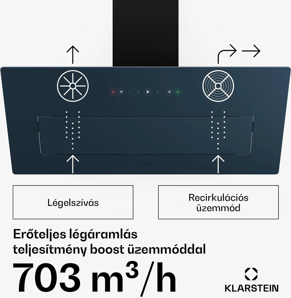 Klarstein SleekAir páraelszívó, A+++, 717 m³/h, érintésvezérlés, 90 cm