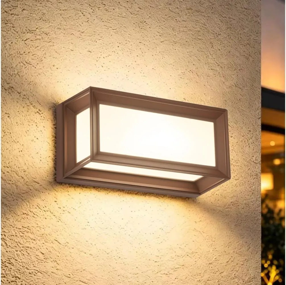 Brilagi - PARKER LED/12W/230V kültéri fali lámpa érzékelővel, barna, IP44