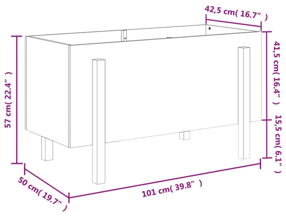 vidaXL mézbarna tömör fenyőfa kerti magaságyás 101 x 50 x 57 cm
