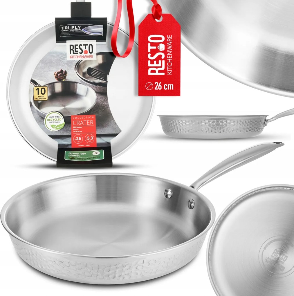 Serpenyő Resto Crater 26CM Indukciós Tri-ply Tapadásmentes Ergonómikus