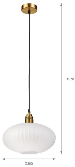 Kábelre szerelt HECTOR függőlámpa 1xE27/15W/230V fehér/sárgaréz átm. 30 cm