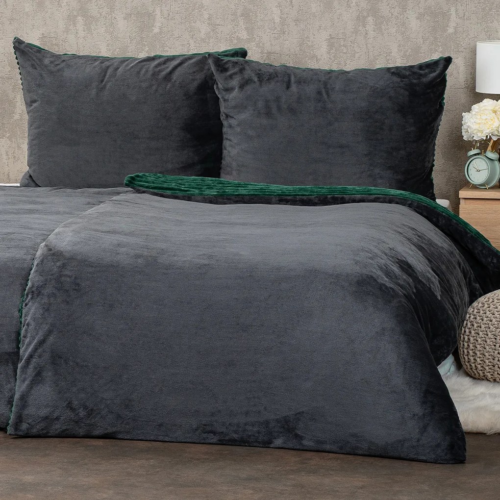 4Home Stripe mikroflanel zöld ágyneműhuzat, 140 x 200 cm, 70 x 90 cm