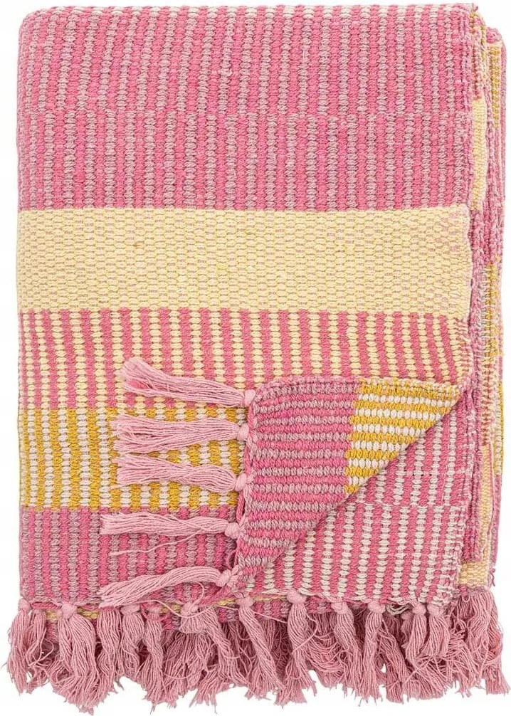 Ágytakaró Isnel Bloomingville pamut 130 cm x 160 cm rózsaszín