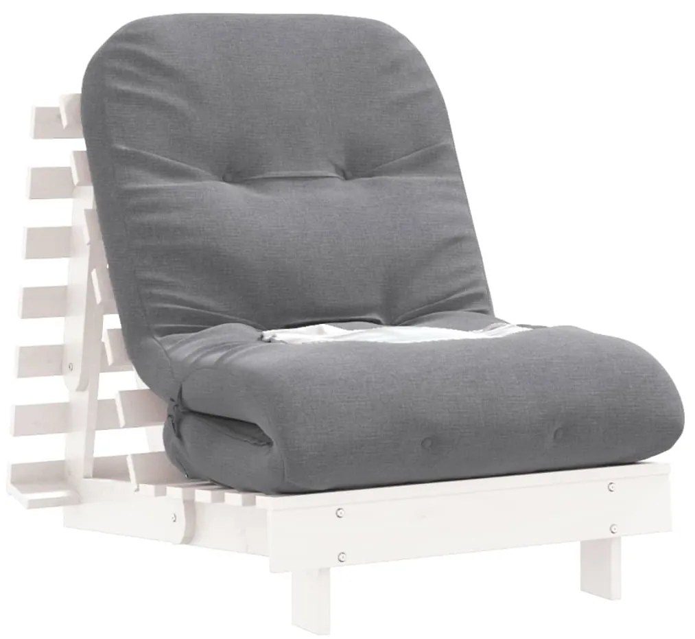 fehér tömör fenyőfa futon kanapéágy matraccal 70 x 206 x 11 cm
